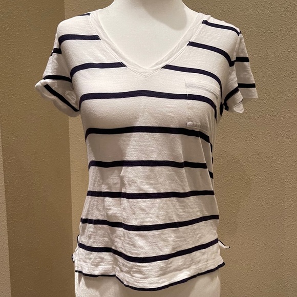Madwell Striped Whisper Cotton V-Neck Pocket Tee - Picture 2 of 8